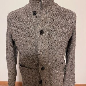 Banana Republic Men's Charcoal Stand Up Collar Cardigan Small